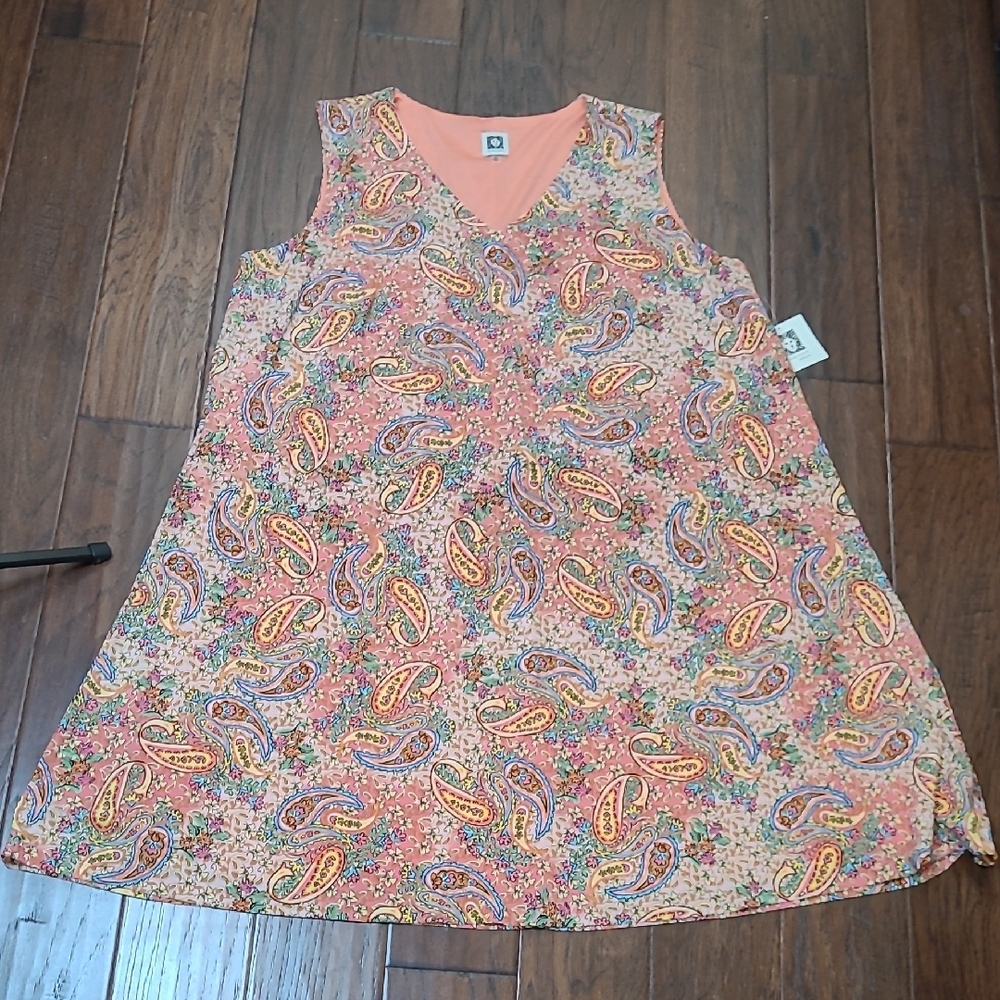 NWT Anne Klein Colorful Paisley Sleeveless Dress size 3X